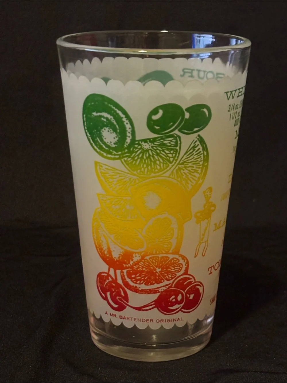 Vintage Cocktail Recipe Mixing Drinking Glass